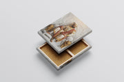 Seated on Sinhasan with Two Lions and Royal Court Scene: Chhatrapati Shivaji Maharaj 3D Gold Foil Premium Canvas Frame