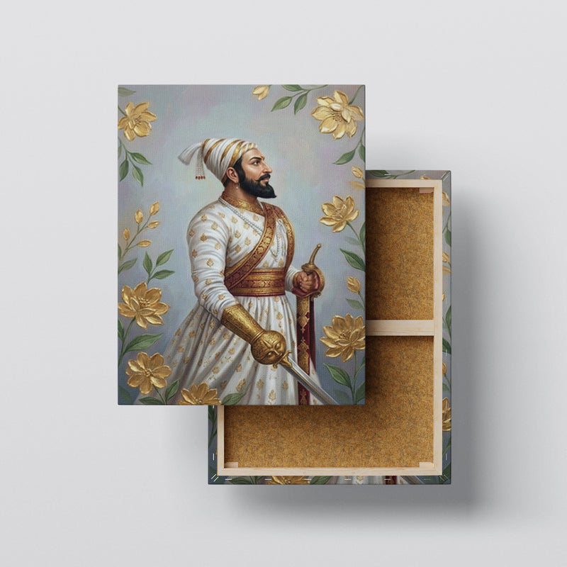 Chhatrapati Shivaji Maharaj: Royal Warrior Profile Heritage Portrait – Premium Canvas Wall Art