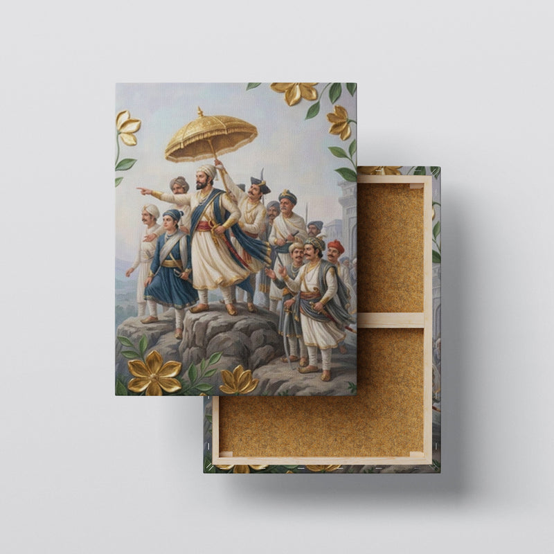 Chhatrapati Shivaji Maharaj and Chhatrapati Sambhaji Maharaj: The Vision of Swarajya Heritage Portrait – Premium Canvas Wall Art