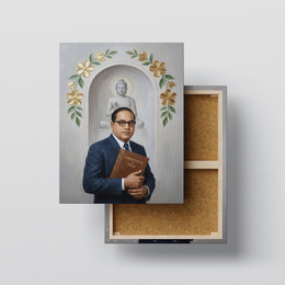 Dr. Babasaheb Ambedkar with the Constitution & Lord Gautam Buddha Premium Canvas Wall Art