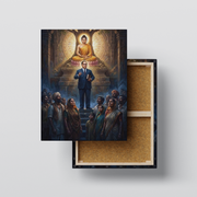Dr. Babasaheb Ambedkar Guiding the People with Lord Gautam Buddha Premium Canvas