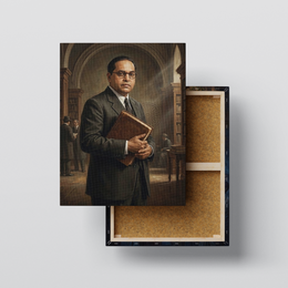 Dr. Babasaheb Ambedkar Library Scholarly Heritage Wall Decor Premium Canvas