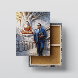 Dr. Babasaheb Ambedkar & Lord Gautam Buddha Premium Canvas Wall Art Frame
