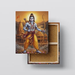 Lord Rama: Radiant Divine Archer at the Grand Temple Heritage Portrait – Premium Canvas Wall Art