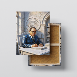 Dr. Babasaheb Ambedkar Writing the Constitution Premium Canvas Wall Art Frame