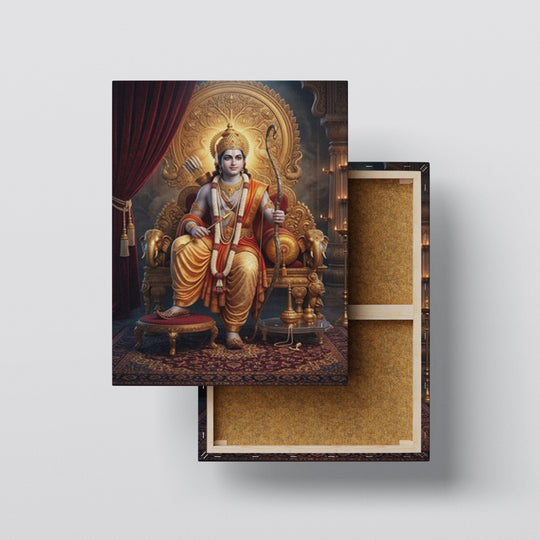 Lord Rama: Majestic Royal Throne Heritage Portrait – Premium Canvas Wall Art
