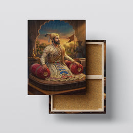 Chhatrapati Shivaji Maharaj: Royal Swarajya Throne Heritage Portrait – Premium Canvas Wall Art