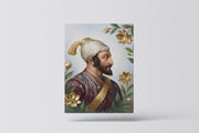 Chhatrapati Sambhaji Maharaj: Royal Floral Profile Heritage Portrait – Premium Canvas Wall Art