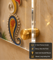 Sacred Kamdhenu Gomata Cow & Vasaru: Divine Prosperity Vastu Portrait | Premium Acrylic Wall Art