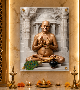 Acharya Shri Vidyasagar Ji Maharaj: Jain Digambar Muni Heritage Portrait – Premium Acrylic Wall Art