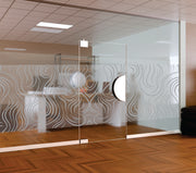 Abstract Wave Frosted Window Film | Self-Adhesive Organic Swirl Glass Decal | Peel and Stick Flowing Line Privacy Partition Sticker