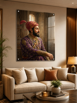 Royal Regal Presence Heritage Portrait | Chhatrapati Shivaji Maharaj – Premium Acrylic Wall Art
