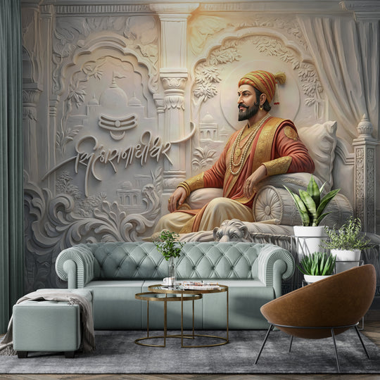 Simhasanadhishwar Chhatrapati Shivaji Maharaj Wallpaper – Premium Gold Foil Edition