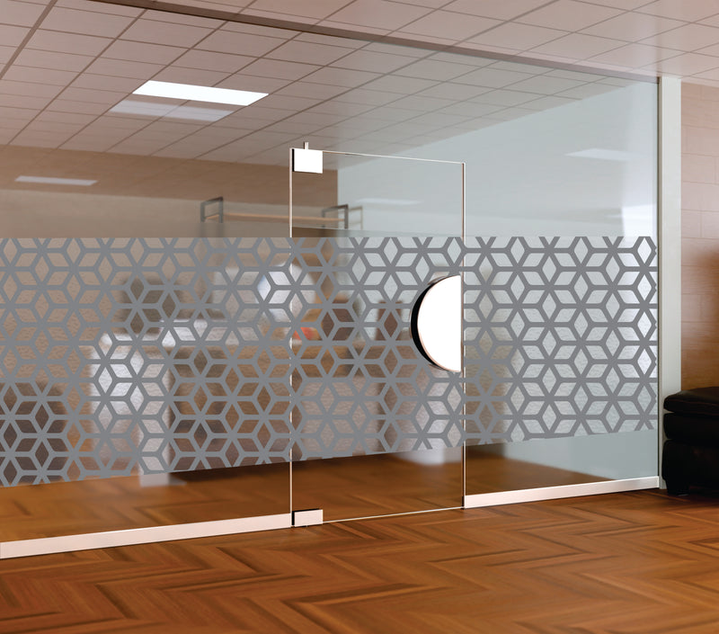 Charcoal Grey Isometric Cube Window Film | Self-Adhesive Geometric Honeycomb Glass Decal | Peel and Stick Modern 3D Privacy Partition Sticker