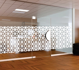 Thick White Geometric Isometric Cube Window Film | Self-Adhesive Honeycomb Glass Decal | Peel and Stick 3D Architectural Privacy Partition Sticker