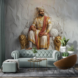 Chhatrapati Shivaji Maharaj Rajyabhishek Simhasan Gold Foil Wallpaper