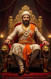 Legacy of Courage Chhatrapati Shivaji Maharaj 3D Gold Foil Canvas