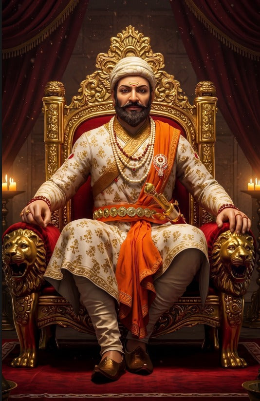 Legacy of Courage Chhatrapati Shivaji Maharaj 3D Gold Foil Canvas