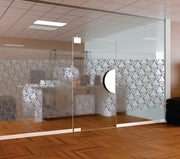 Charcoal 3D Geometric Triangle Window Film | Self-Adhesive Pyramid Lattice Glass Decal | Peel and Stick Architectural Privacy Partition Sticker