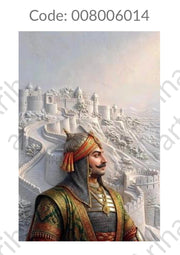 Portrait of a historical figure with a cityscape in the background on a smartphone screen.