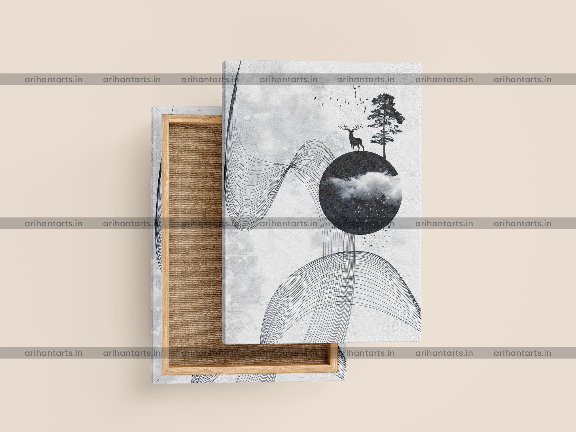 Rustic Aura – Abstract Leaf Canvas