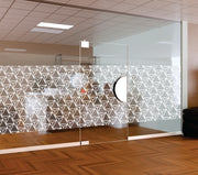 White 3D Geometric Triangle Window Film | Self-Adhesive Pyramid Lattice Glass Decal | Peel and Stick Architectural Privacy Partition Sticker