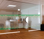 Green Gradient Triangle Window Film | Self-Adhesive Geometric Lattice Glass Decal | Peel and Stick Modern Privacy Partition Sticker