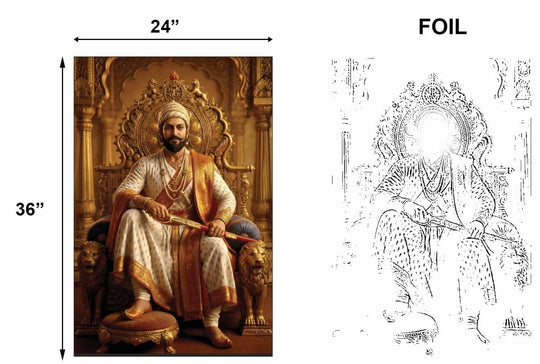 छत्रपती शिवाजी महाराज 3D गोल्डन फॉइल कॅनव्हास - शिवजयंती विशेष संस्करण