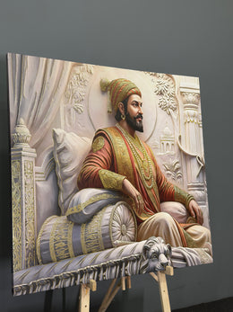Royal Chhatrapati Shivaji Maharaj 3D Golden Foil Canvas – Shiv Jayanti Special Edition