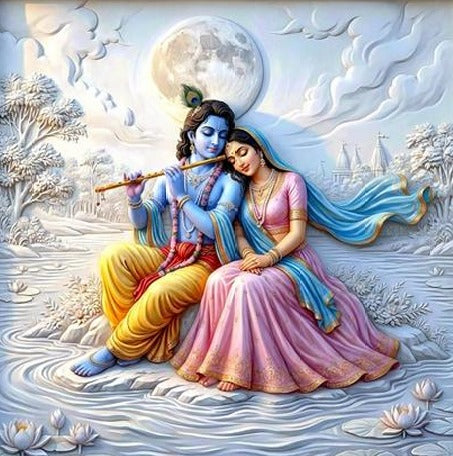 Radha Krishna Beautiful canvas Gold Foil Print Only