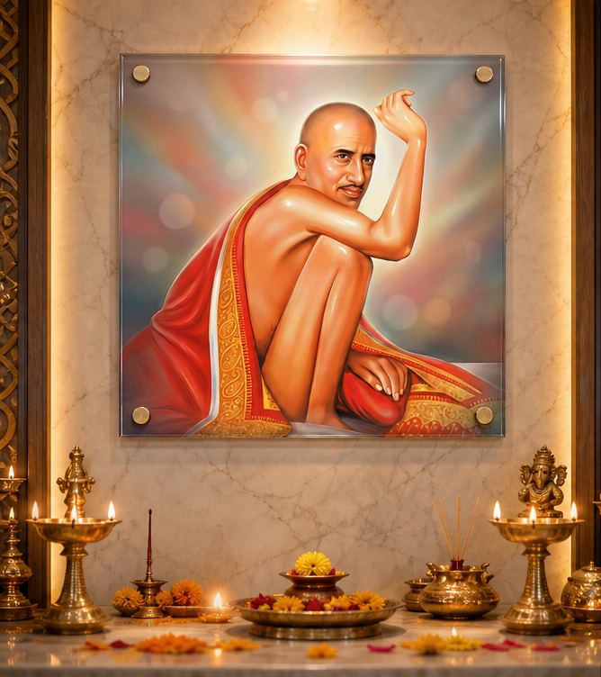 Shri Swami Samarth Maharaj: Divine Blessings & Spiritual Aura Heritage Portrait – Premium Acrylic Wall Art