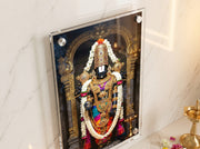 Tirupati Balaji Temple Darshan Portrait – Lord Venkateswara Acrylic Wall Photo Frame for Puja Room