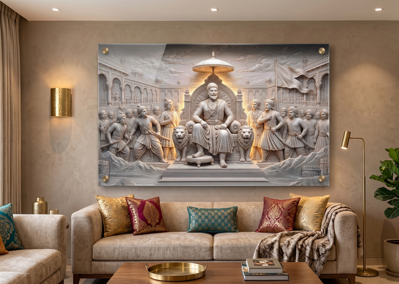 Chhatrapati Shivaji Maharaj: Royal Maratha Heritage Portrait – Premium Acrylic Wall Art for Living Room