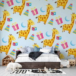 Playful Giraffes: Toybox Safari Premium Kids Wallpaper