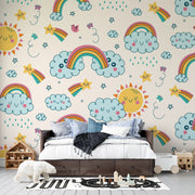 Sunny Skies & Happy Clouds: Whimsical Dreams Premium Kids Wallpaper