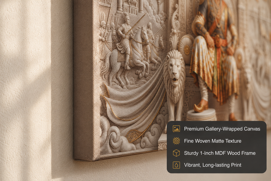 Chhatrapati Shivaji Maharaj: Swarajya Simhasan 3D Relief Heritage Wall Art – Premium Canvas & Glossy Acrylic Collection