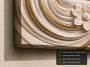 Lord Ganesha: Ivory & Gold Swirling Waves Darshan Heritage Wall Art – Premium Canvas & Glossy Acrylic Frame
