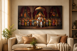 Chhatrapati Shivaji Maharaj: Royal Rajyabhishek Darbar Heritage Wall Art – Premium Canvas & Glossy Acrylic Frame