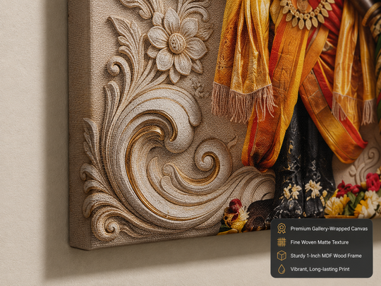 Lord Vitthal and Goddess Rukmini: Vitthal Rukmini Pandharpur Pariwar Heritage Wall Art – Luxury Canvas | Glossy Acrylic Frame