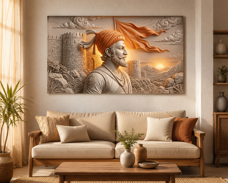 Chhatrapati Shivaji Maharaj: Swarajya Fort Heritage Wall Art – Premium Canvas