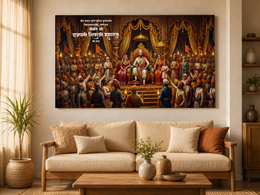 Swarajya Darbar: Majestic Chhatrapati Shivaji Maharaj Coronation Wall Art – Premium Canvas & Glossy Acrylic