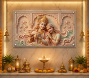 Divine Radha Krishna: Prem Ras Sculptural Heritage Wall Art – Premium Canvas & Glossy Acrylic Collection