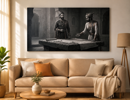 Swarajya Strategy: Chhatrapati Shivaji Maharaj Cinematic Heritage Wall Art – Premium Canvas & Glossy Acrylic Collection