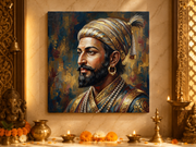 Chhatrapati Shivaji Maharaj: Royal Oil Painting Portrait Heritage Wall Art – Premium Canvas