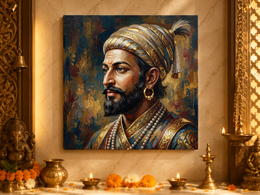 Chhatrapati Shivaji Maharaj: Royal Oil Painting Portrait Heritage Wall Art – Premium Canvas