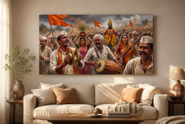 Lord Vitthal: Pandharpurchi Wari Warkari Gajar Heritage Wall Art – Premium Canvas | Glossy Acrylic Frame