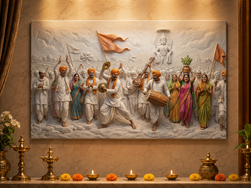 Lord Vitthal: Pandharpurchi Wari Warkari Gajar Heritage Wall Art – Premium Canvas | Glossy Acrylic Frame