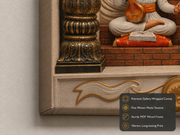 Lord Vitthal, Sant Tukaram, and Sant Dnyaneshwar: Pandharpur Darbar Heritage Wall Art – Premium Canvas | Glossy Acrylic Frame