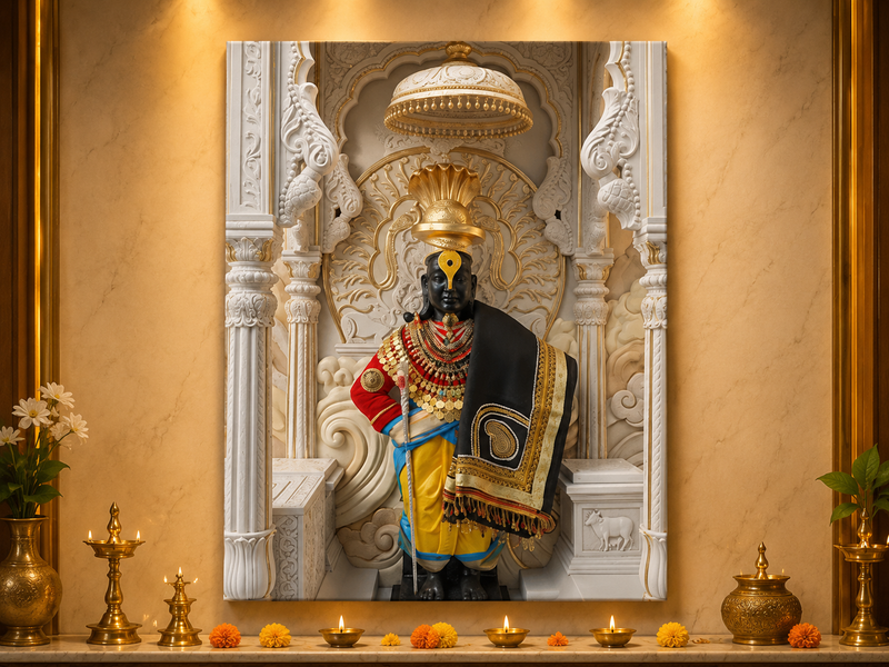 Lord Vitthal: Pandharpur Royal Darshan Heritage Wall Art –Premium Canvas | Glossy Acrylic Frame Collection