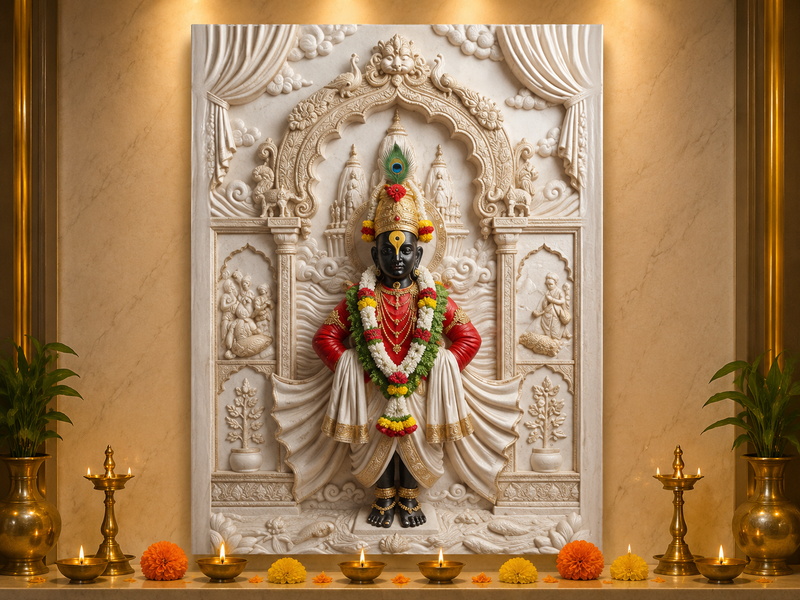 Lord Vitthal: Pandharpur Divya Shringar Darshan Heritage Wall Art – Premium Canvas | Glossy Acrylic Frame Collection